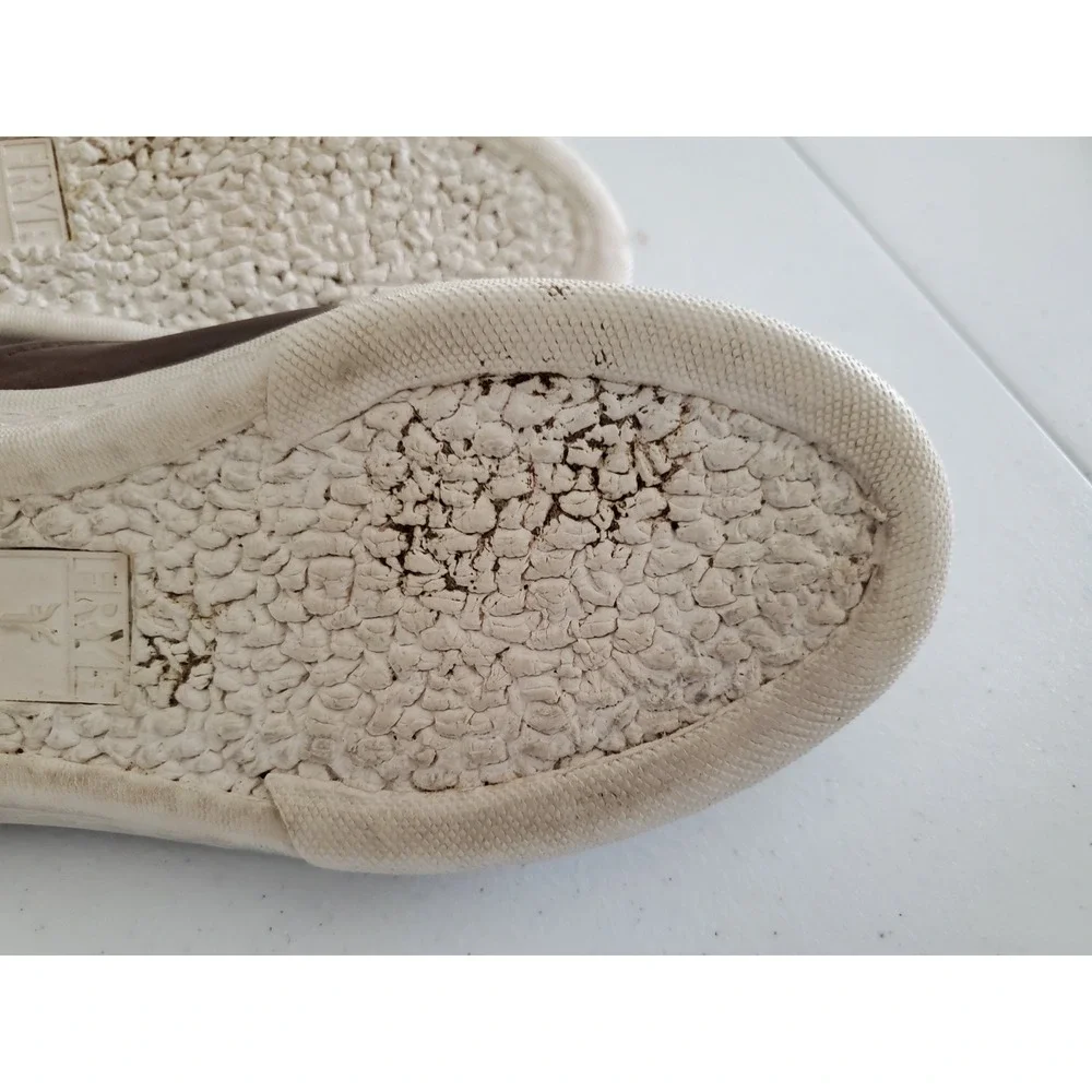 Frye Melanie Slip On Sneakers Brown‎ Pebbled Leather Womens 7.5 M 3471116-GRY